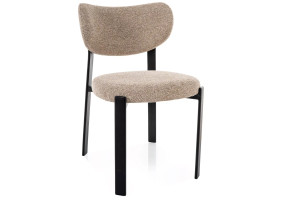 Стул кухонный обеденный мягкий Rin Бежевая ткань / Черный каркас