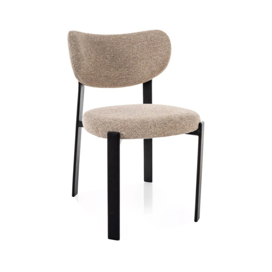 Стул кухонный обеденный мягкий Rin Бежевая ткань / Черный каркас 1