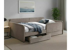 Кровать односпальная мягкая Amelia Raven 120×200 Темно-бежевая ткань