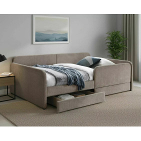 Кровать односпальная мягкая Amelia Raven 120×200 Темно-бежевая ткань