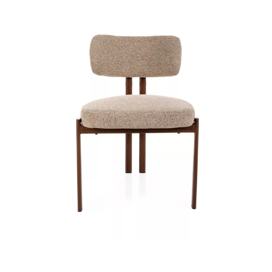 Стул кухонный обеденный мягкий Misaki D Бежевая ткань / Орех каркас 2
