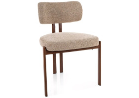 Стул кухонный обеденный мягкий Misaki D Бежевая ткань / Орех каркас