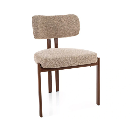 Стул кухонный обеденный мягкий Misaki D Бежевая ткань / Орех каркас 1