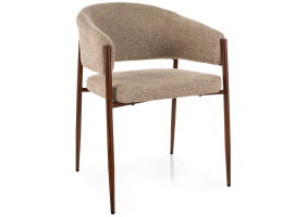 Стул кухонный обеденный мягкий Akita D Бежевая ткань / Орех каркас