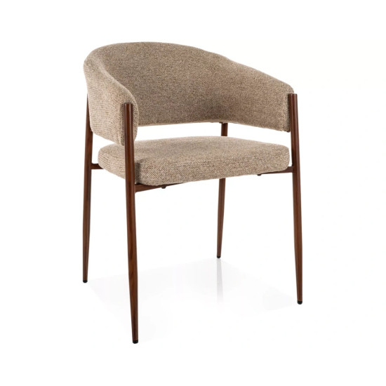 Стул кухонный обеденный мягкий Akita D Бежевая ткань / Орех каркас 1