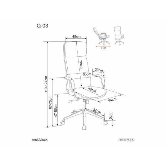 Кресло офисное компьютерное поворотное Q-03 Черная экокожа / Хром каркас 5