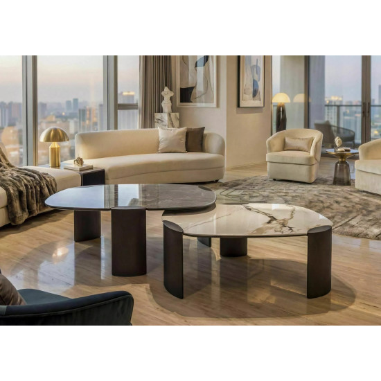 Стол журнальный кофейный Adoro B 105×65 см Белый / Медь 2