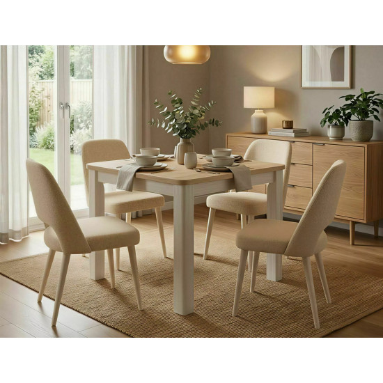 Стол обеденный раскладной кухонный Oskar (80–200)×80 см Ламинированная плита Дуб / Кашемир каркас 4