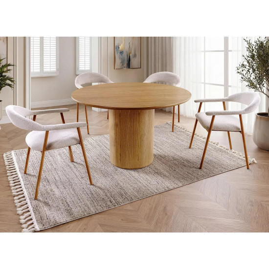 Стул кухонный обеденный мягкий Lagos D Raven Бежевая ткань / Дуб каркас 4