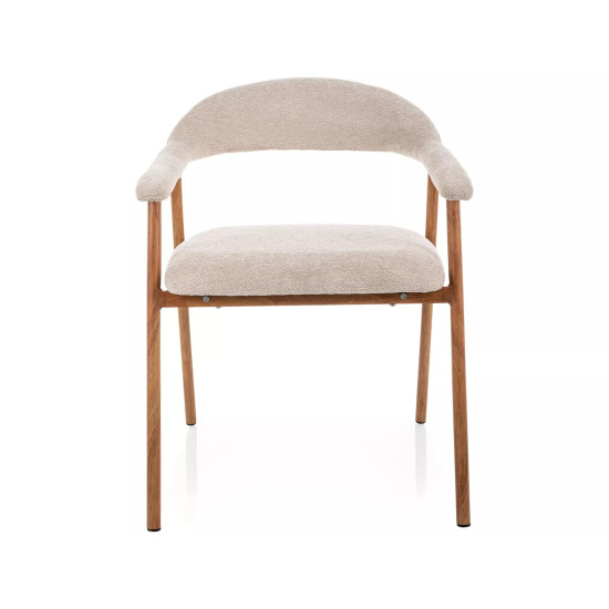 Стул кухонный обеденный мягкий Lagos D Raven Бежевая ткань / Дуб каркас 2