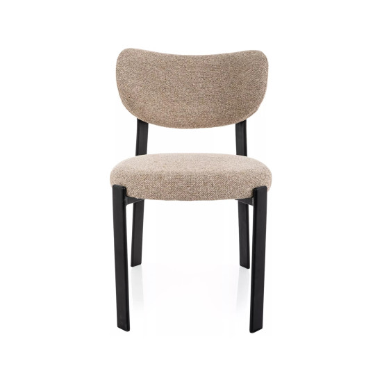 Стул кухонный обеденный мягкий Rin Бежевая ткань / Черный каркас 2
