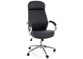Кресло офисное компьютерное поворотное Q-09 Черная экокожа / Хром каркас