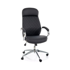Кресло офисное компьютерное поворотное Q-09 Черная экокожа / Хром каркас