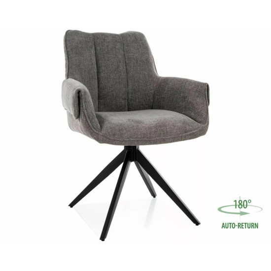Стул кухонный обеденный мягкий Gio Серая ткань / Черный каркас 1