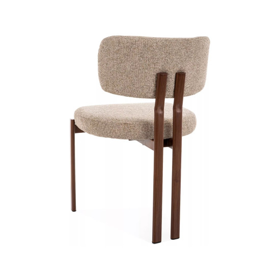 Стул кухонный обеденный мягкий Misaki D Бежевая ткань / Орех каркас 3