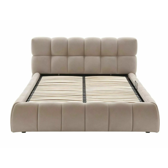 Кровать двухспальная мягкая Parma Velvet 140×200 Темно-бежевая велюр Bluvel 6