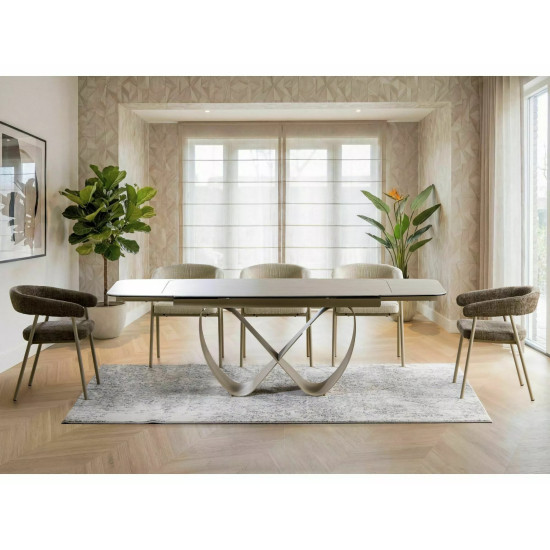 Стол обеденный кухонный раскладной Infinity Ceramic (160–240)×95 см Керамика Беж / Кашемир каркас 5