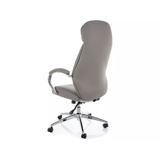 Кресло офисное компьютерное поворотное Q-09 Серая экокожа / Хром каркас 2