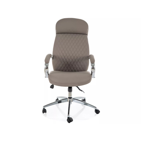 Кресло офисное компьютерное поворотное Q-09 Серая экокожа / Хром каркас 3