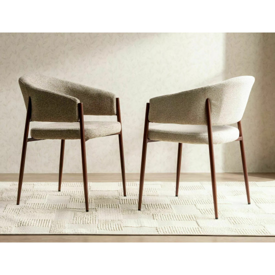 Стул кухонный обеденный мягкий Akita D Светло-бежевая ткань / Орех каркас 4