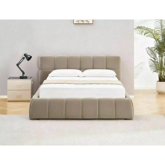 Кровать двухспальная мягкая Parma Velvet 160×200 Темно-бежевая велюр Bluvel 12
