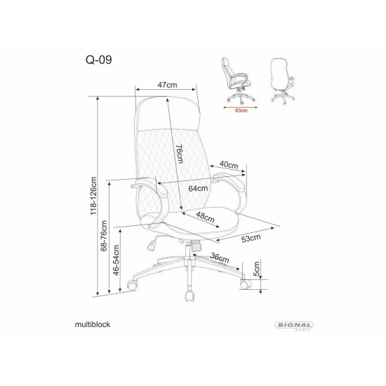 Кресло офисное компьютерное поворотное Q-09 Серая экокожа / Хром каркас 6