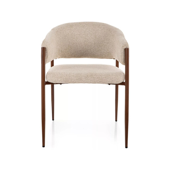 Стул кухонный обеденный мягкий Akita D Светло-бежевая ткань / Орех каркас 2