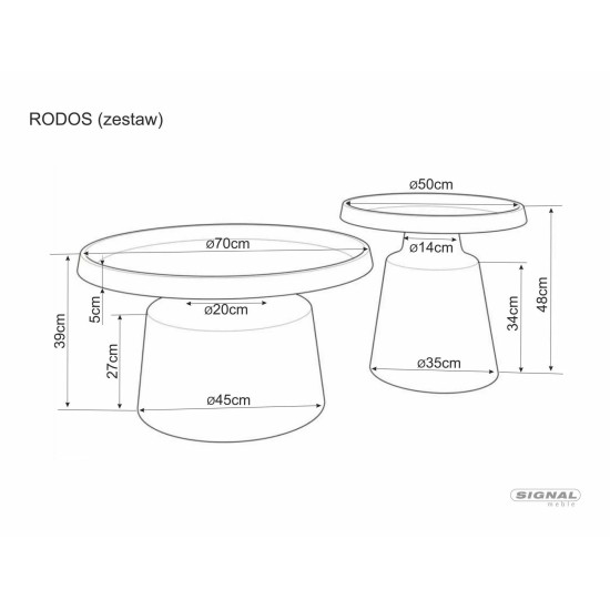 Набор журнальных столов Rodos ø70 см Беж 2