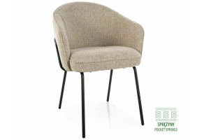 Стул кухонный обеденный мягкий Nao Noelle Бежевая ткань / Черный каркас