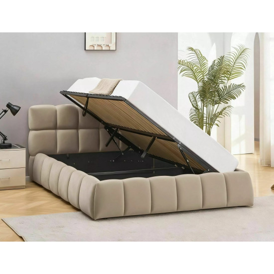 Кровать двухспальная мягкая Parma Velvet 160×200 Темно-бежевая велюр Bluvel 13