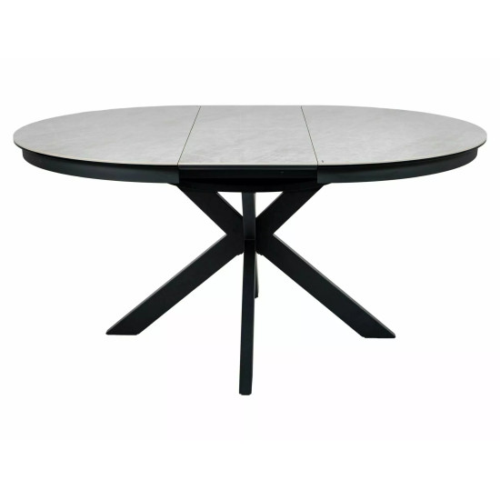 Стол обеденный кухонный раскладной Porto Ceramic (120–160)×120 см Керамика Беж / Черный каркас 5