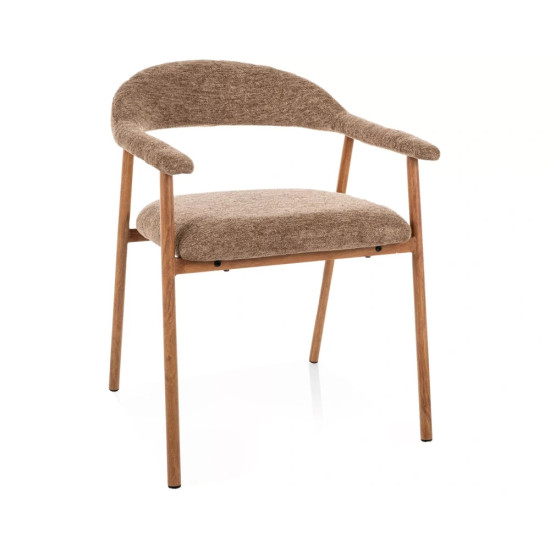 Стул кухонный обеденный мягкий Lagos D Raven Латте ткань / Дуб каркас 1