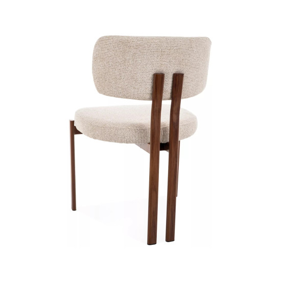 Стул кухонный обеденный мягкий Misaki D Светло-бежевая ткань / Орех каркас 3