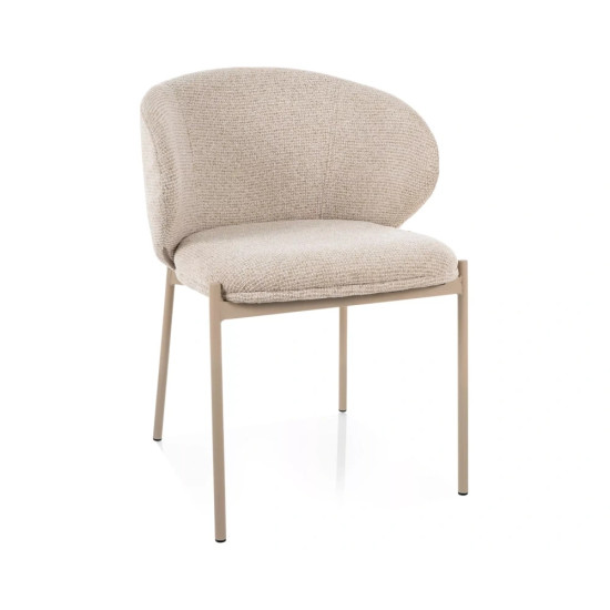 Стул кухонный обеденный мягкий Kioto Светло-бежевая ткань / Кашемир каркас 1