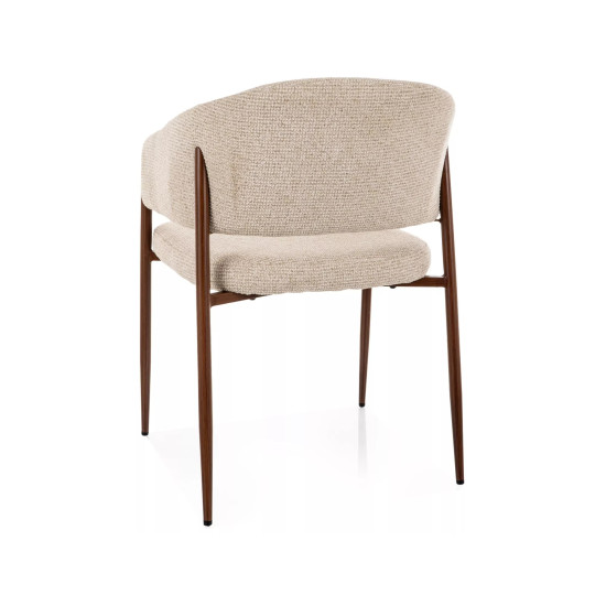 Стул кухонный обеденный мягкий Akita D Светло-бежевая ткань / Орех каркас 3