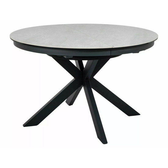 Стол обеденный кухонный раскладной Porto Ceramic (120–160)×120 см Керамика Беж / Черный каркас 3