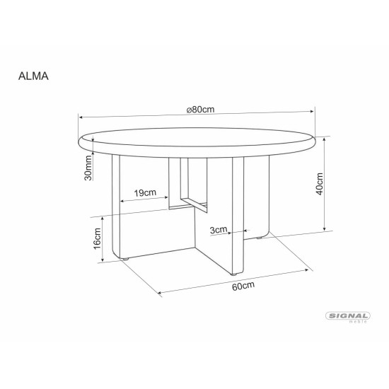 Стол журнальный кофейный Alma ø80 см Экрю / Дуб 3