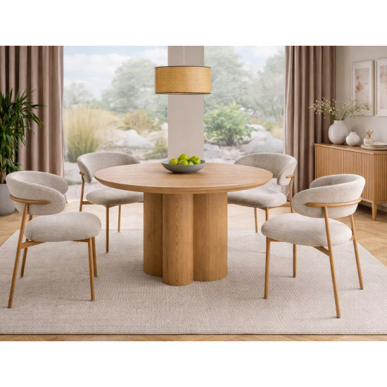 Стол обеденный кухонный Rosalia ø120 см МДФ+шпон Дуб/Дуб каркас 3