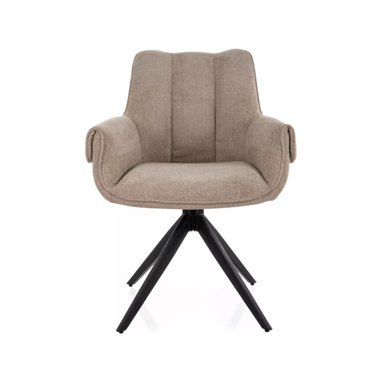 Стул кухонный обеденный мягкий Gio Бежевая ткань / Черный каркас 3