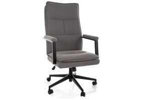 Кресло офисное компьютерное поворотное Q-091 Серая экокожа / Черный каркас