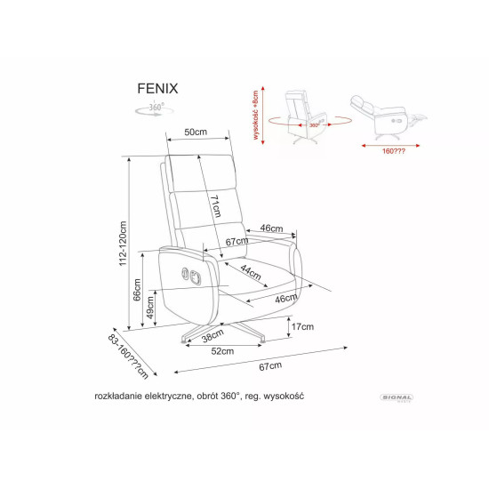 Кресло реклайнер электрическое Fenix Raven Капучино ткань / Черный каркас 3