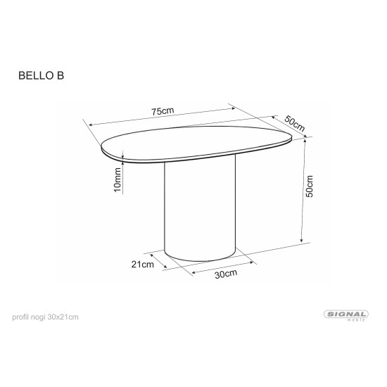 Стол журнальный кофейный Bello B 75×50 см Белый / Медь 4