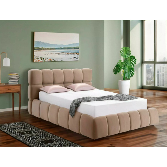 Кровать двухспальная мягкая Parma Velvet 160×200 Темно-бежевая велюр Bluvel 14