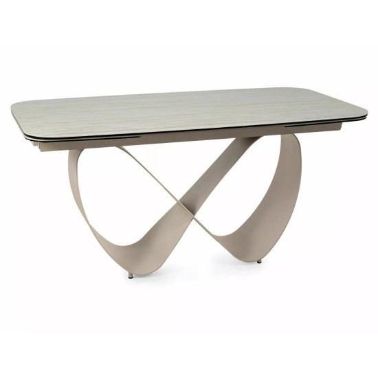 Стол обеденный кухонный раскладной Infinity Ceramic (160–240)×95 см Керамика Беж / Кашемир каркас 4