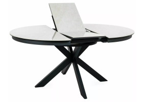 Стол обеденный кухонный раскладной Porto Ceramic (120–160)×120 см Керамика Беж / Черный каркас