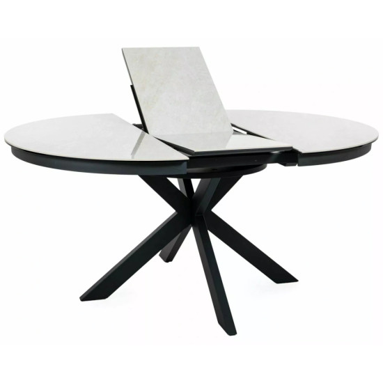 Стол обеденный кухонный раскладной Porto Ceramic (120–160)×120 см Керамика Беж / Черный каркас 1