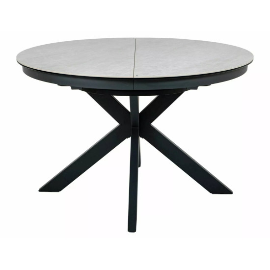 Стол обеденный кухонный раскладной Porto Ceramic (120–160)×120 см Керамика Беж / Черный каркас 2