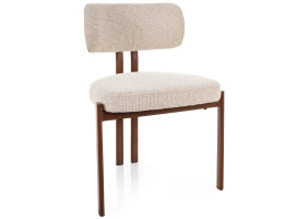 Стул кухонный обеденный мягкий Misaki D Светло-бежевая ткань / Орех каркас
