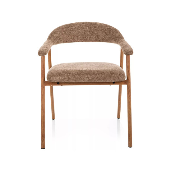 Стул кухонный обеденный мягкий Lagos D Raven Латте ткань / Дуб каркас 2