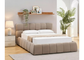 Кровать двухспальная мягкая Parma Velvet 160×200 Темно-бежевая велюр Bluvel